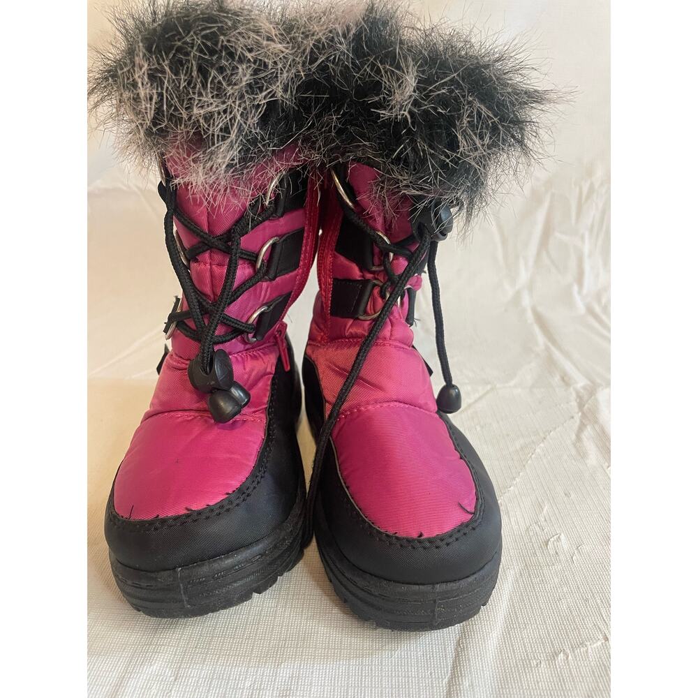 Girl's Toddler Size 10 Snow Winter Boots EUC Pink Black Adorababy - Picture 3 of 6